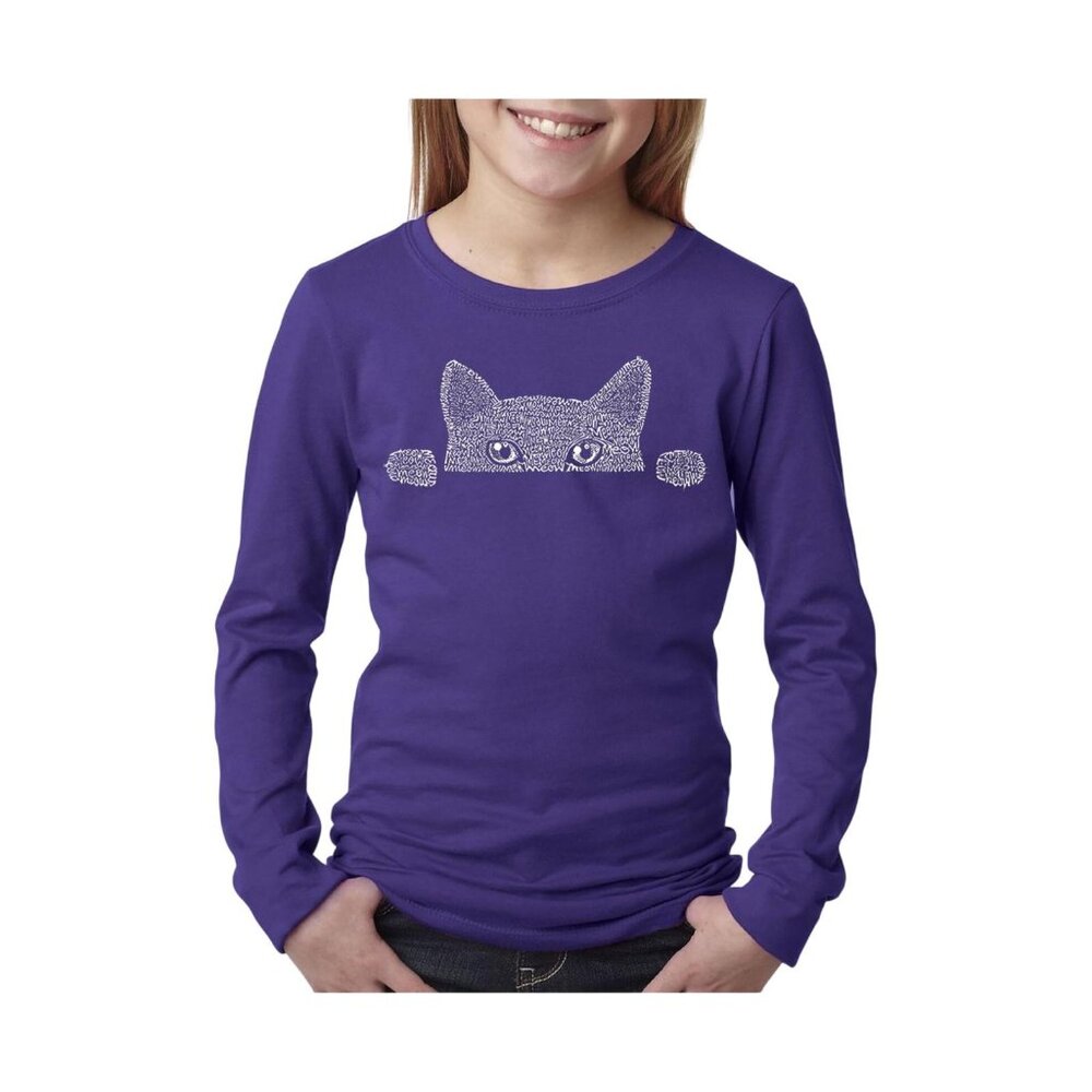 NWT La Pop Art Big Girls Word Art Long Sleeve Graphic T-Shirt Purple L